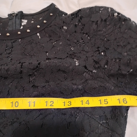 MISSGUIDED Studded Collar Waistline Double Layer Black Lace Mini Dress MED NWOT - Picture 11 of 14